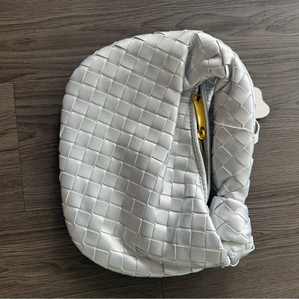 Elegant Silver Woven Women's Bag